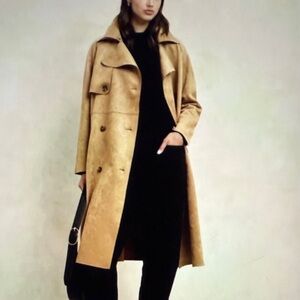 NWOT Banana Republic Vegan Leather  Elegant Tan Women's Trench Coat - Small